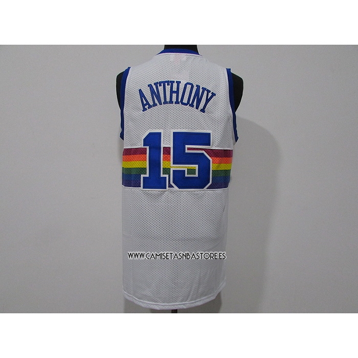 Carmelo Anthony NO 15 Camiseta Denver Nuggets Mitchell & Ness 2003-04 Blanco
